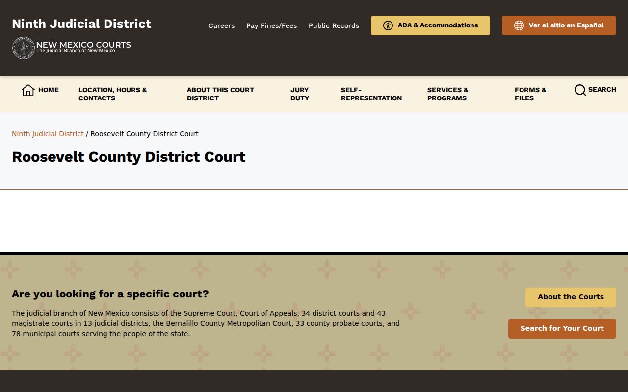 Roosevelt County criminal court District Court page