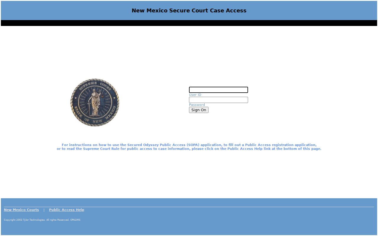 Roosevelt County criminal court secured Odyssey access