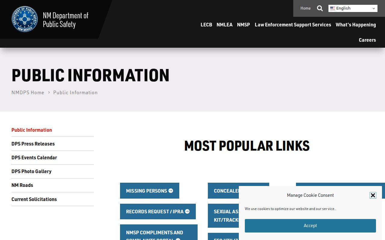 New Mexico DPS public information route for Elida criminal and incident records