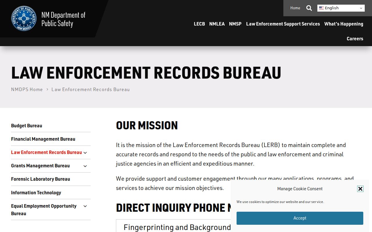 Roosevelt County criminal history services at the New Mexico records bureau