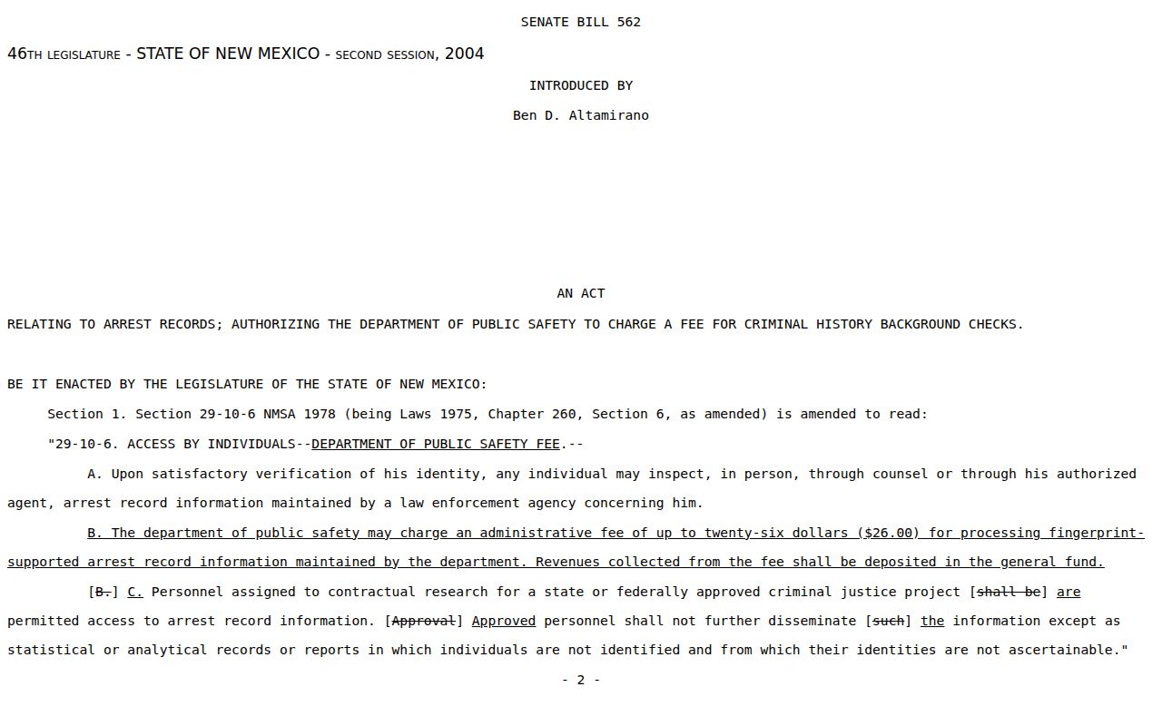 Roosevelt County sex offender registry and arrest record access law